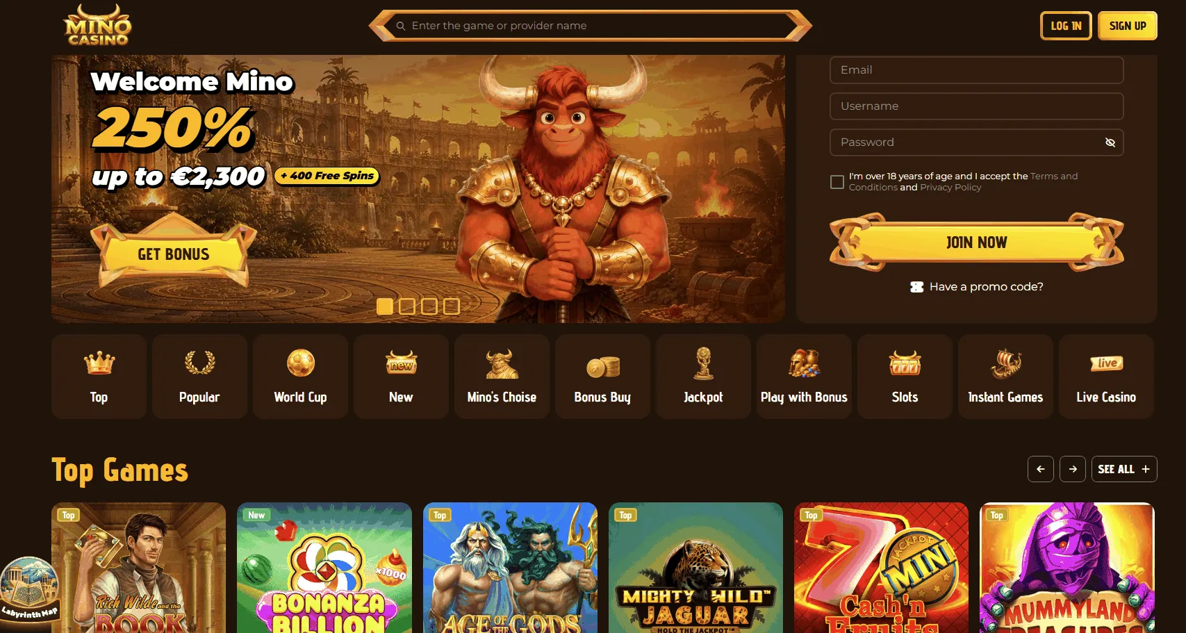 Mino casino offers Mino EU online casino homepage